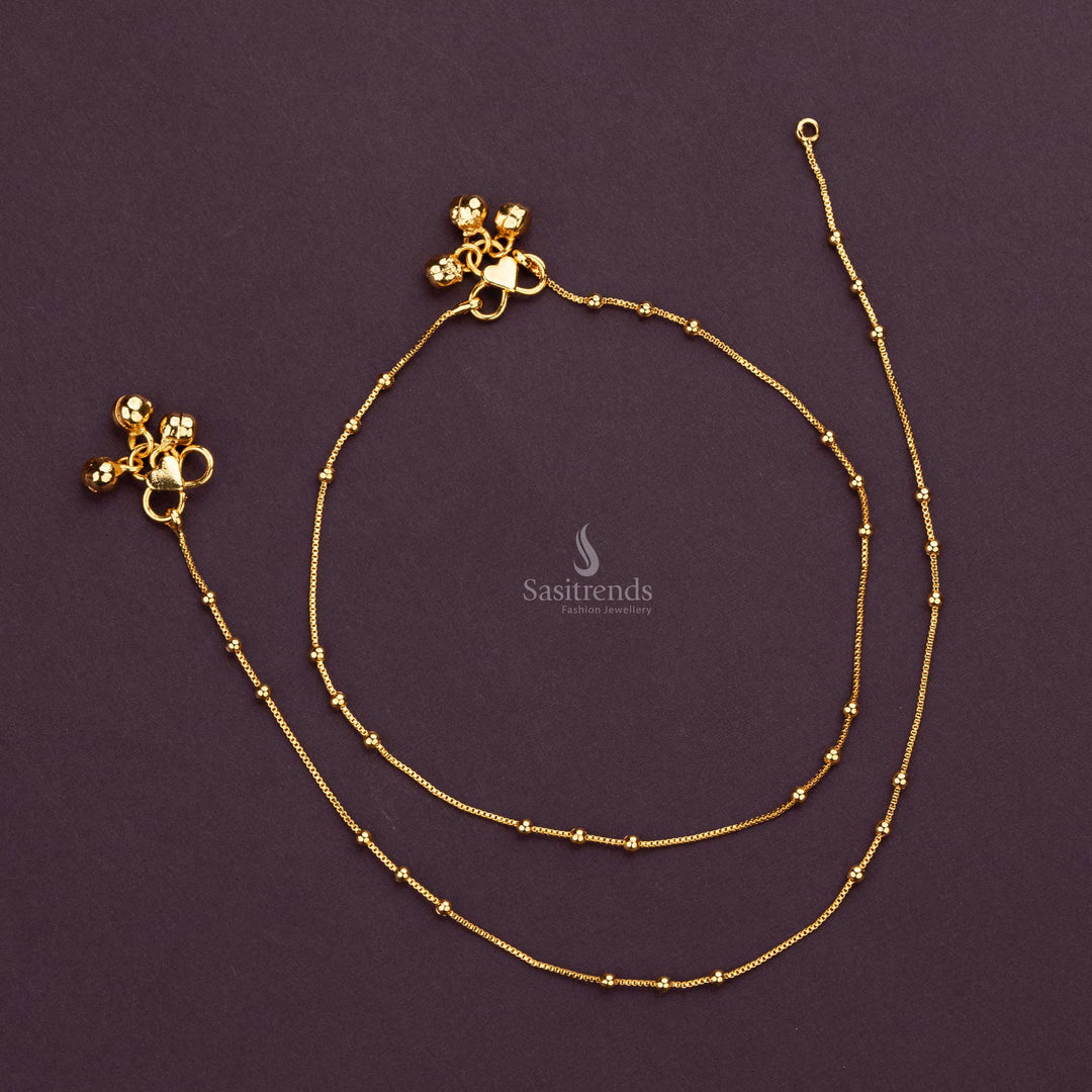 Elegant micro gold payal anklet for girls with thin minimalist design and luxurious gold-plated finish, ideal for everyday wear - Sasitrends