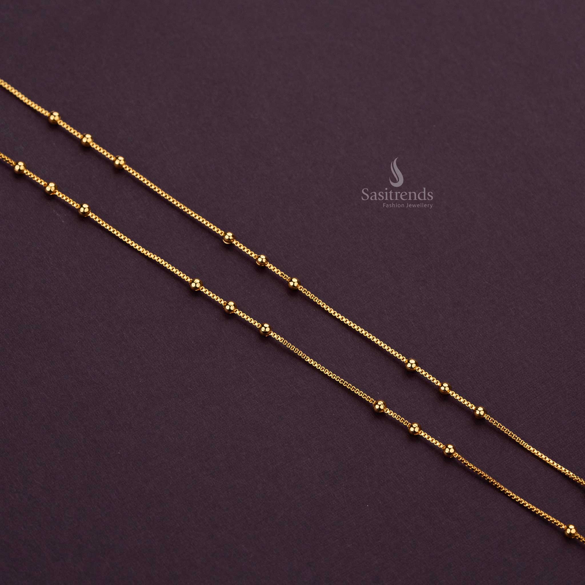 Sleek and minimalistic gold-plated anklet for girls, crafted for comfort and elegance, suitable for daily and special occasion wear - Sasitrends