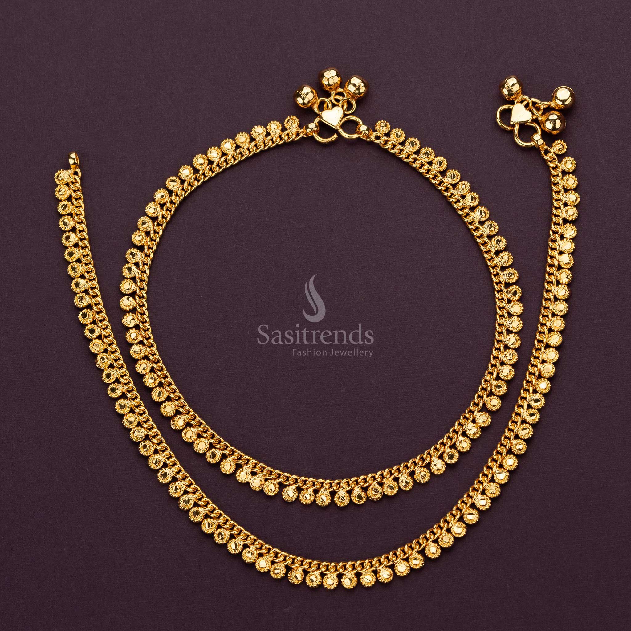 Modern one gram micro gold plated anklets with sunflower design for women - Sasitrends