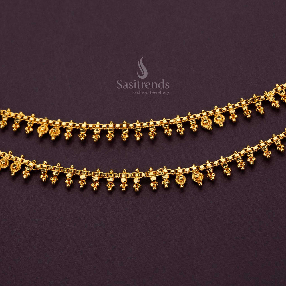 Sleek and elegant Payal anklets with micro gold plating - Sasitrends