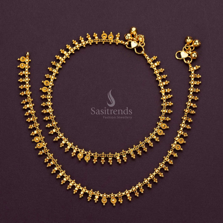 Traditional Design One Gram Micro Gold Plated Payal Anklets - Sasitrends