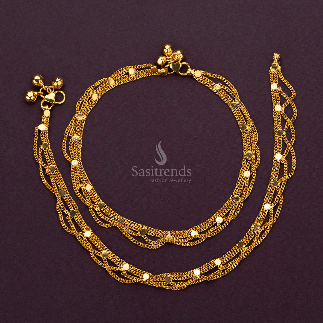 Elegant one gram micro gold plated anklets for weddings - Sasitrends