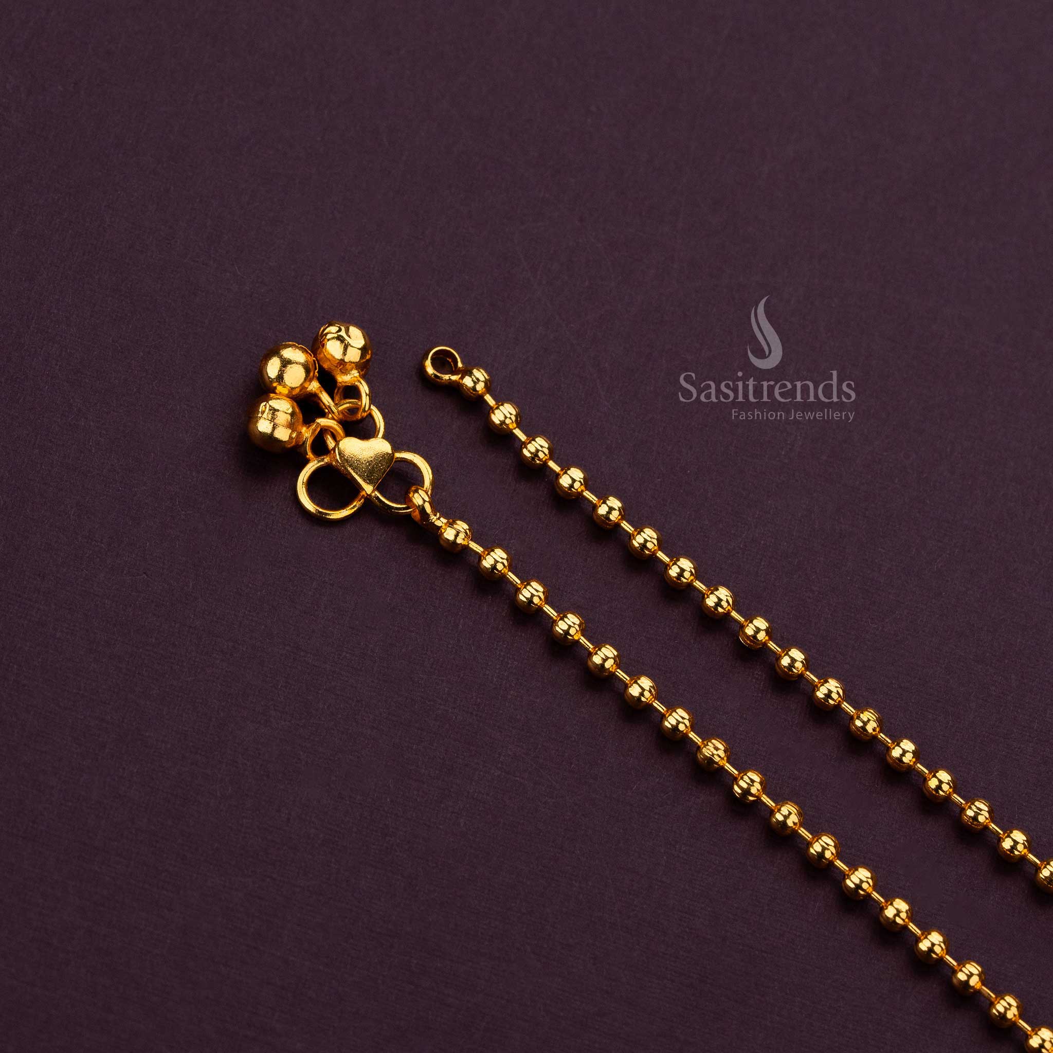 Micro gold plated payal Anklets with lifetime plating guarantee and intricate beads design - Sasitrends