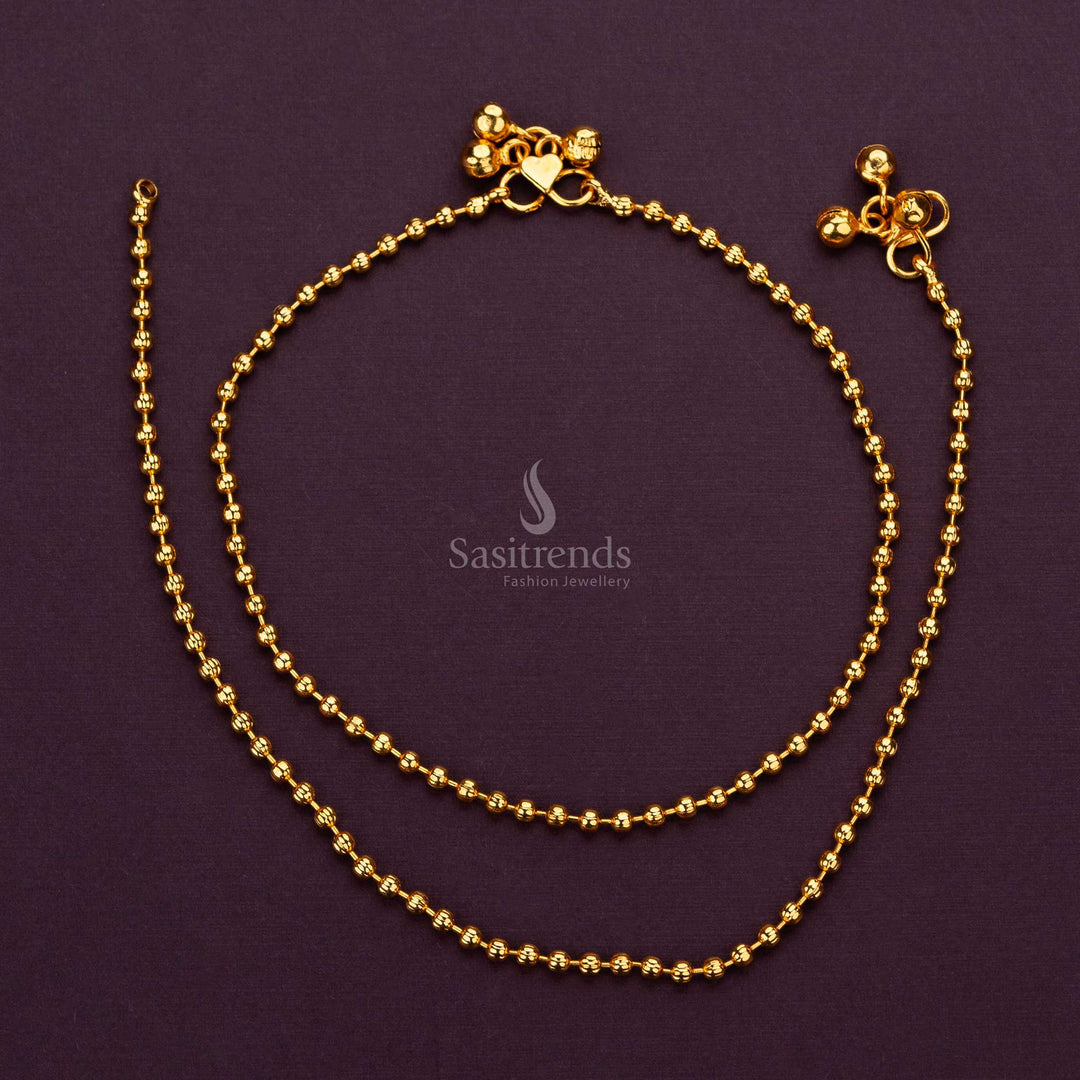 Guaranteed one gram micro gold plated anklet with beads design for everyday use - Sasitrends