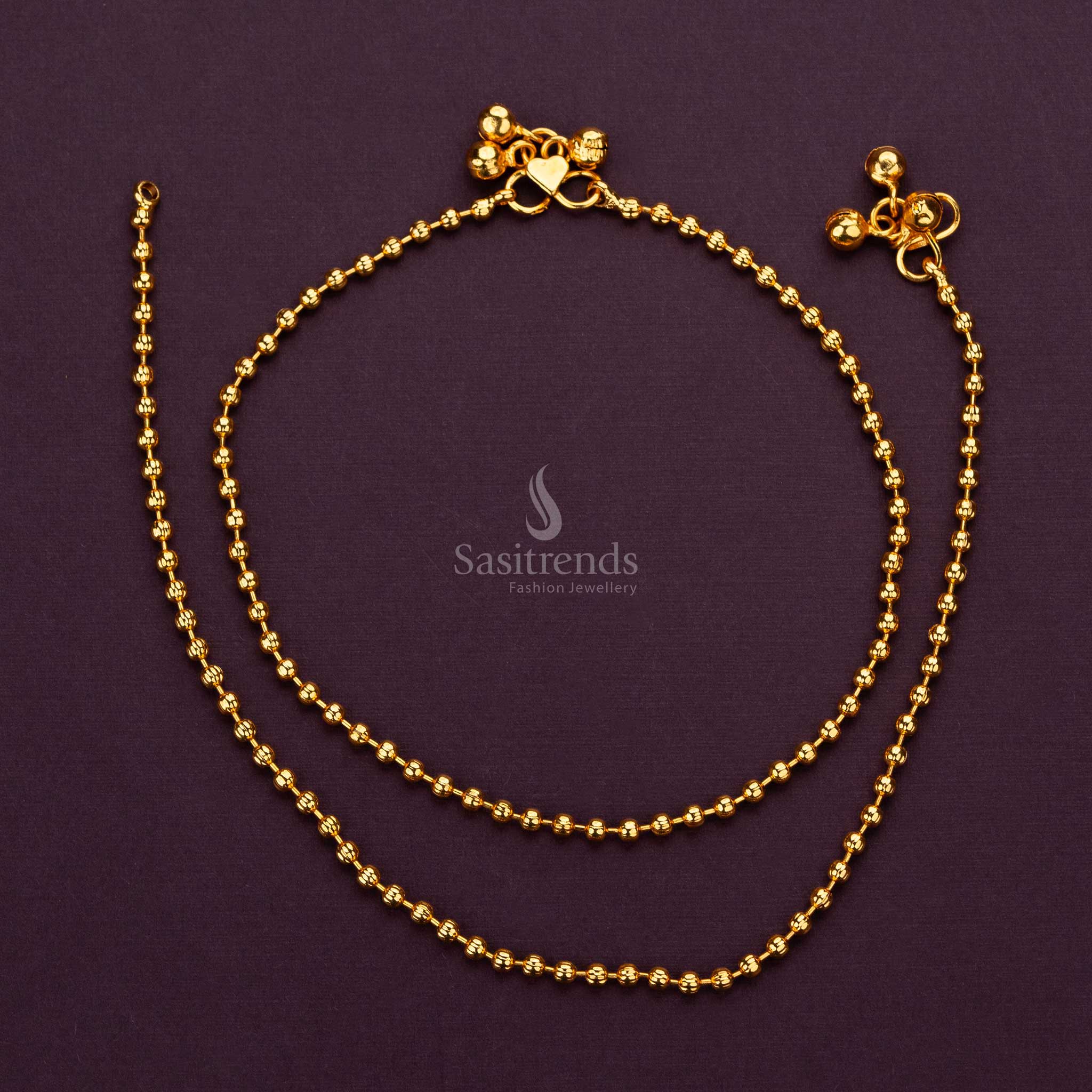 Guaranteed one gram micro gold plated anklet with beads design for everyday use - Sasitrends