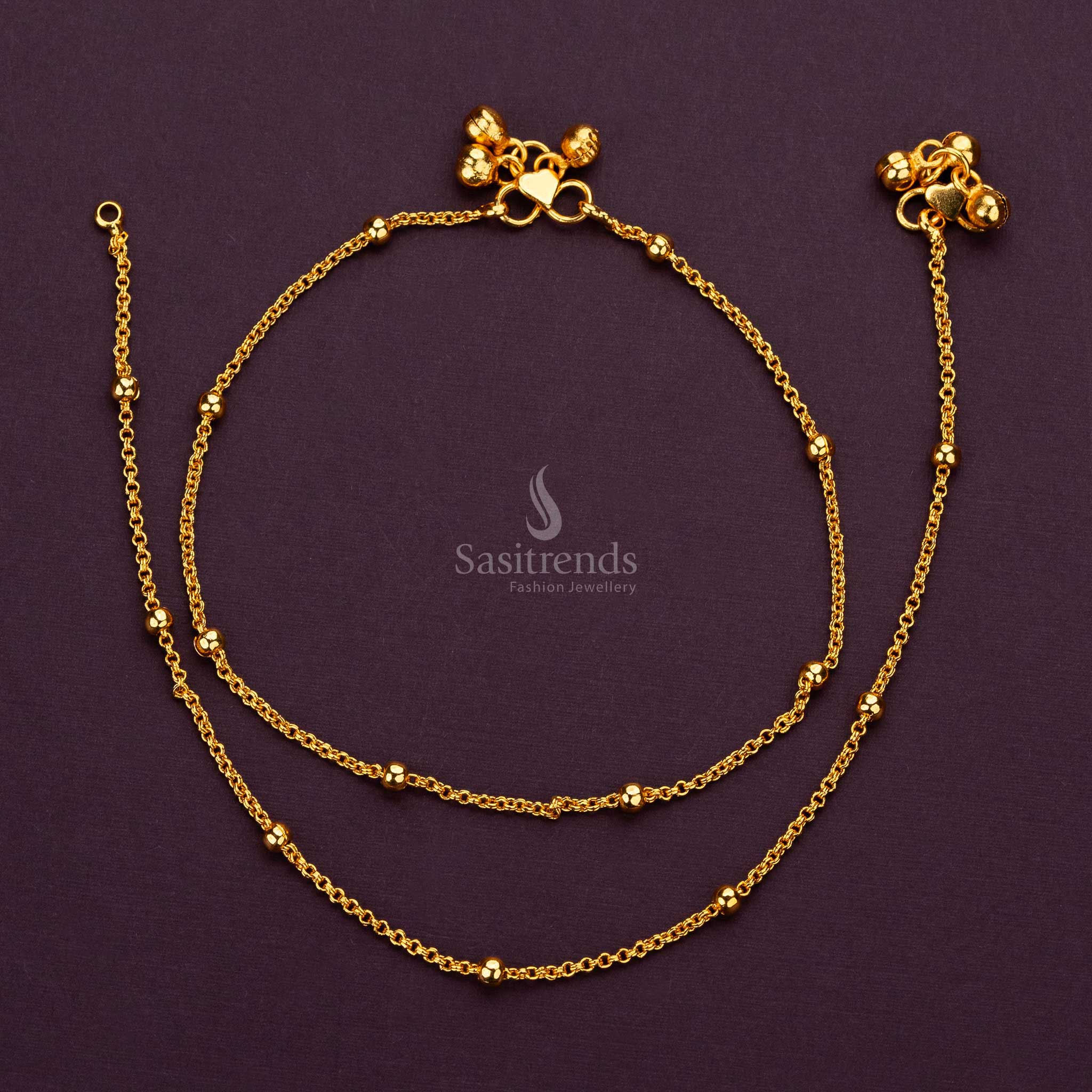 Elegant chain model bead pattern Guaranteed Micro Gold Plated Anklets, perfect for traditional and modern looks - Anklets