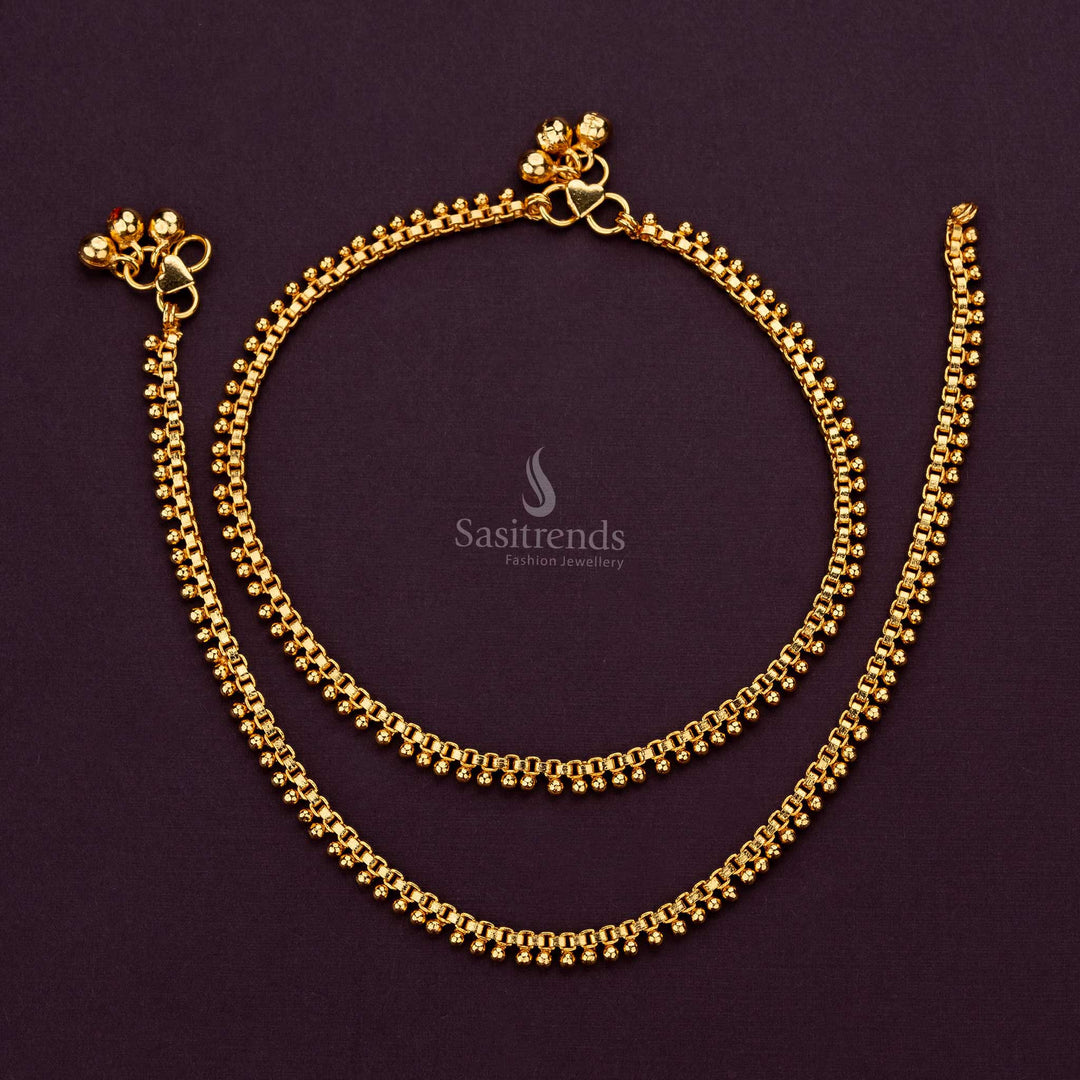 Elegant micro gold plated anklets with intricate beading design - Sasitrends