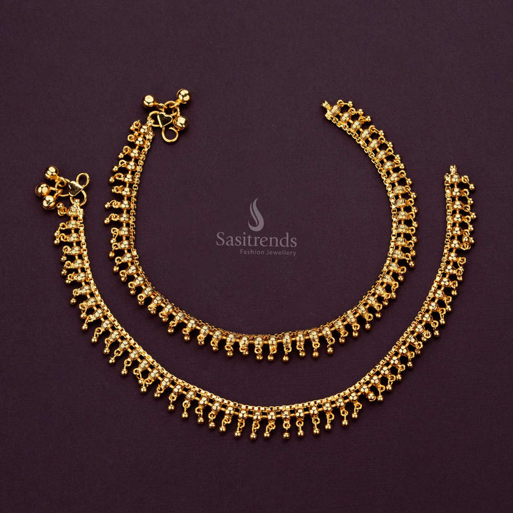 Luxurious 24K Micro Gold Plated Long Anklets with Intricate Design - Sasitrends