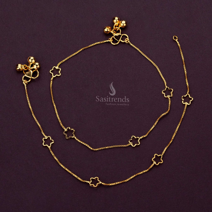 Elegant Star Charm Micro Gold Plated Long Anklets - Sasitrends