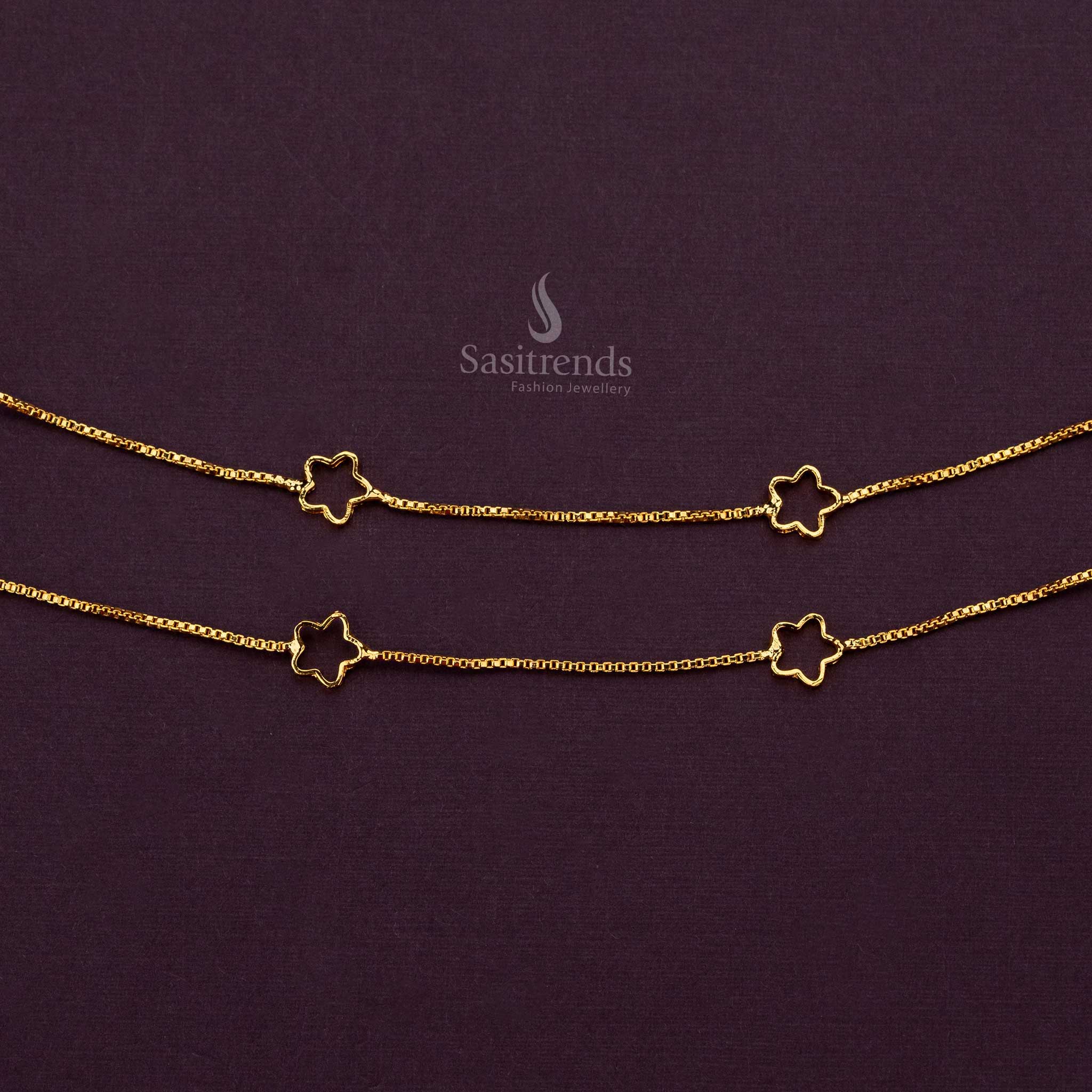 Elegant Star charm anklets with a heart motif and bells, gold-plated for a luxurious finish - Sasitrends