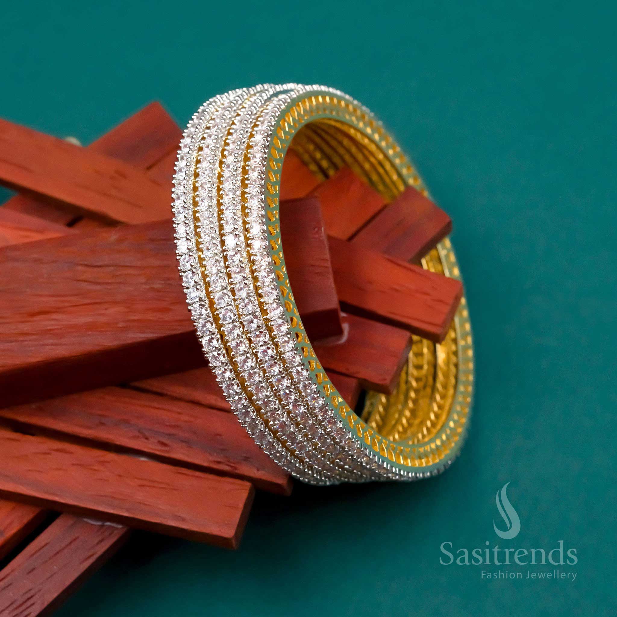 Radiate Glamour with Our Gold Plated American Diamond Bangles - Perfect for Festive Celebrations -  Sasitrends