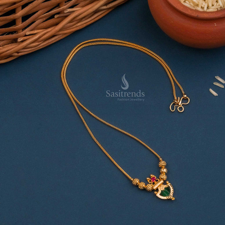 Micro Gold Plated Kerala Style Onam Palakka Necklace - Single Petal Design - Sasitrends