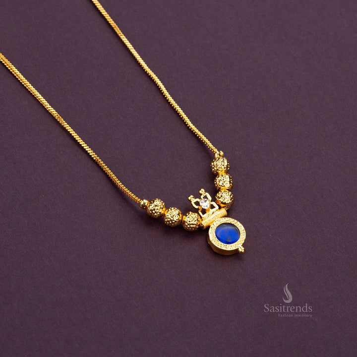 Blue Palakka Round Pendant Necklace - One Gram Guaranteed Necklace by Sasitrends