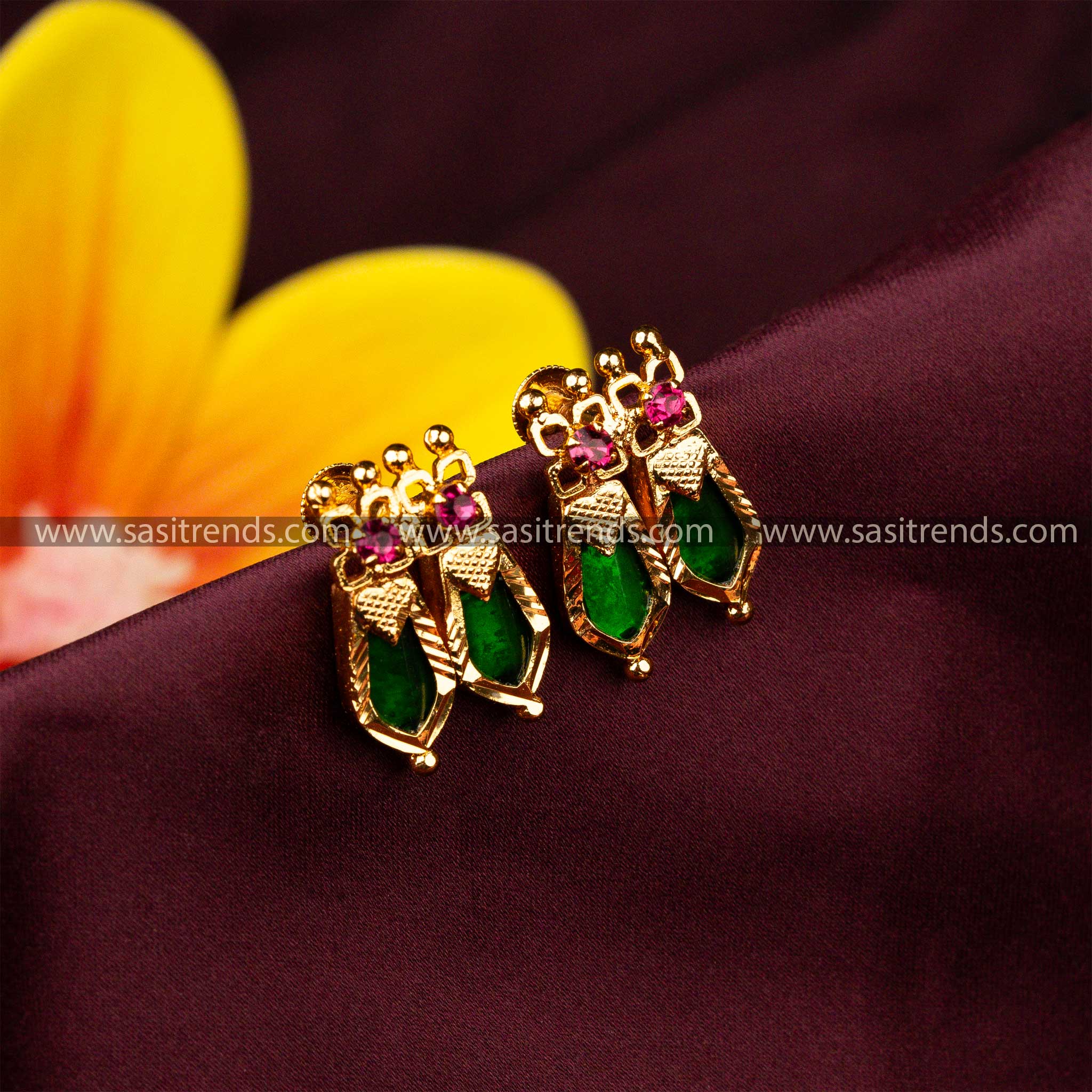 Beautiful One Gram Gold Plated Double Palakka Earrings Sasitrends Online Shopping