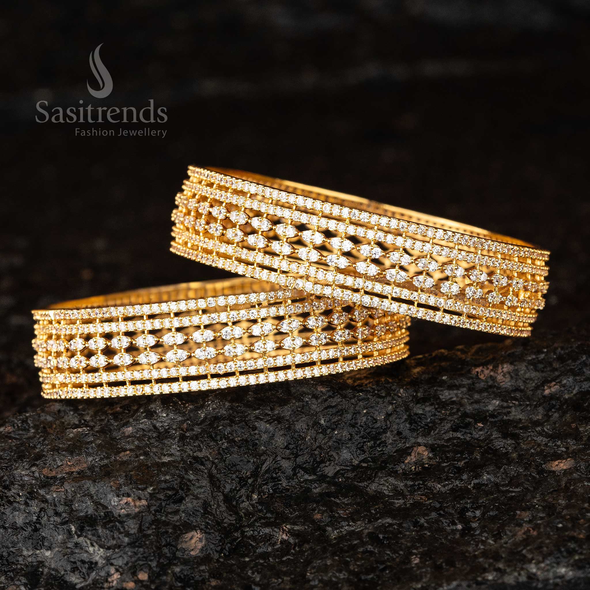 Opulent Gold Plated AD Bridal Bangles Sasitrends Online Shopping - Sasitrends