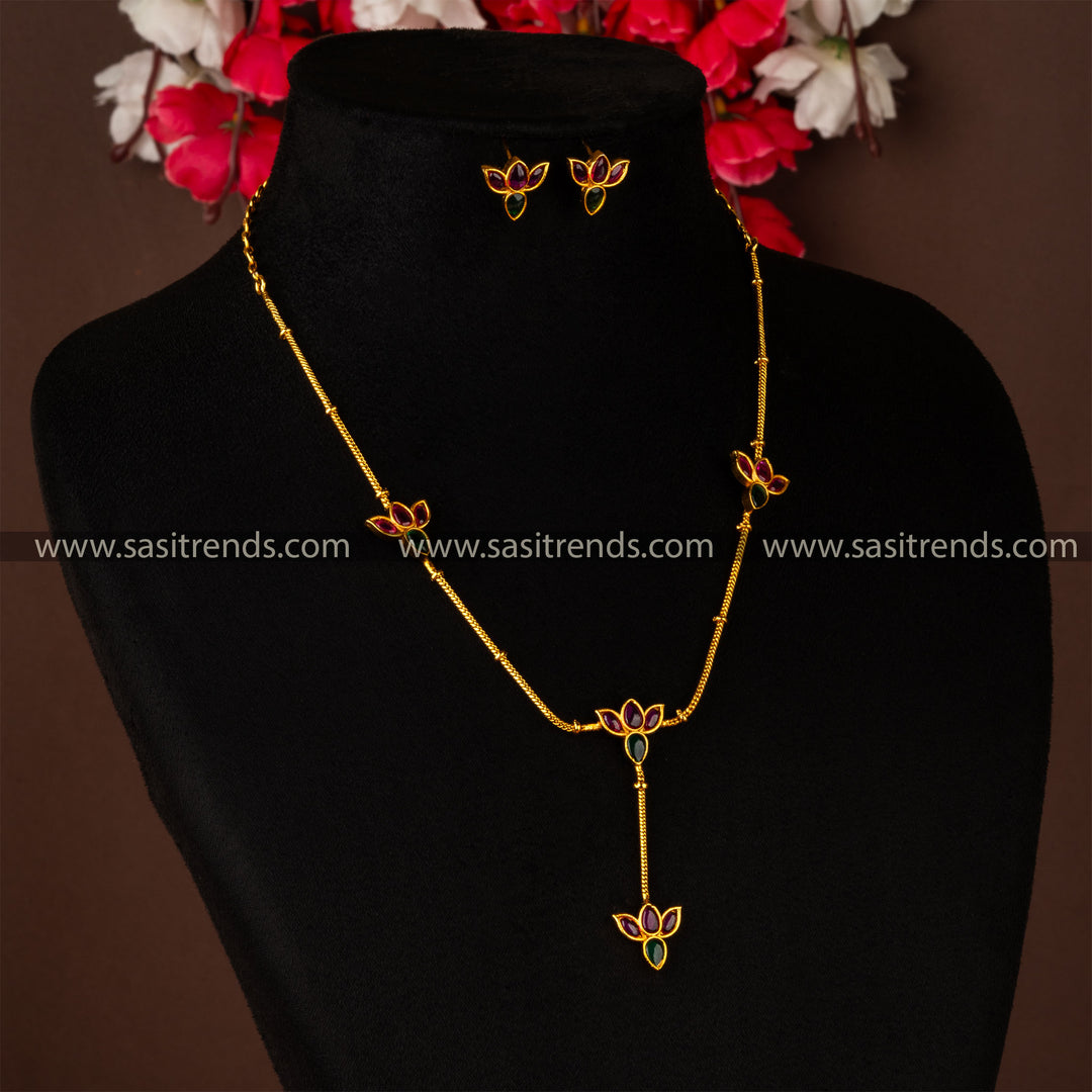 Lotus Necklace & Earrings Jewellery Set