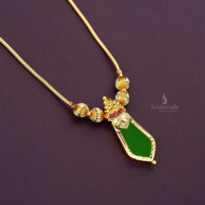 Sasitrends One Gram Guaranteed Kerala Green Palakka Pendant Necklace with Adjustable Ring Chain