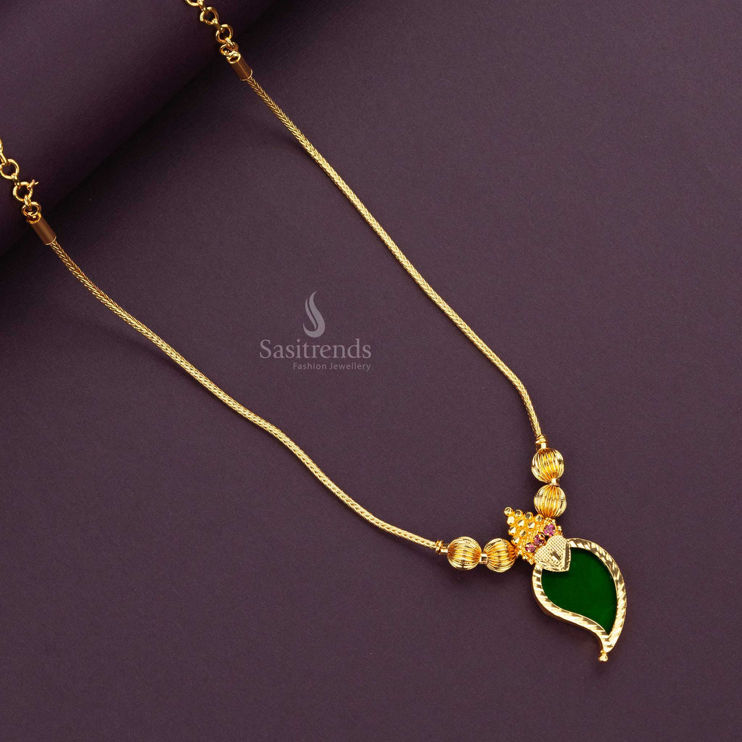 Sasitrends Green Mango Shaped Palakka Necklace for Kerala Festivals 