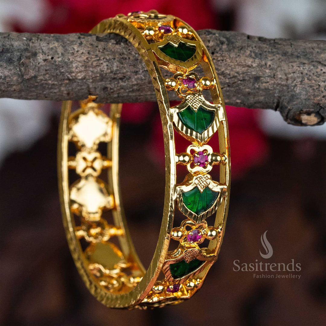 Temple Wear Micro Gold Plated Guaranteed Palakka Bangle - Sasitrends