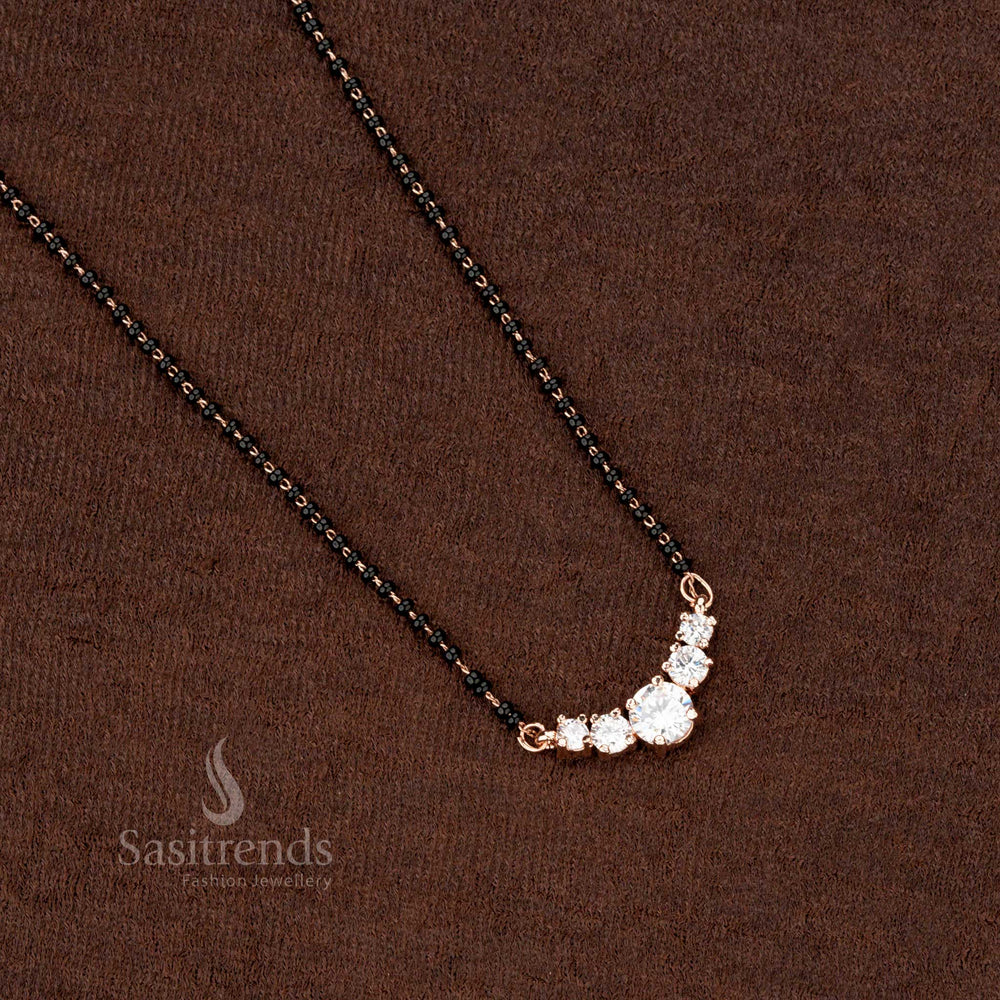 Elegant festive mangalsutra featuring a crescent-shaped AD pendant - Sasitrends