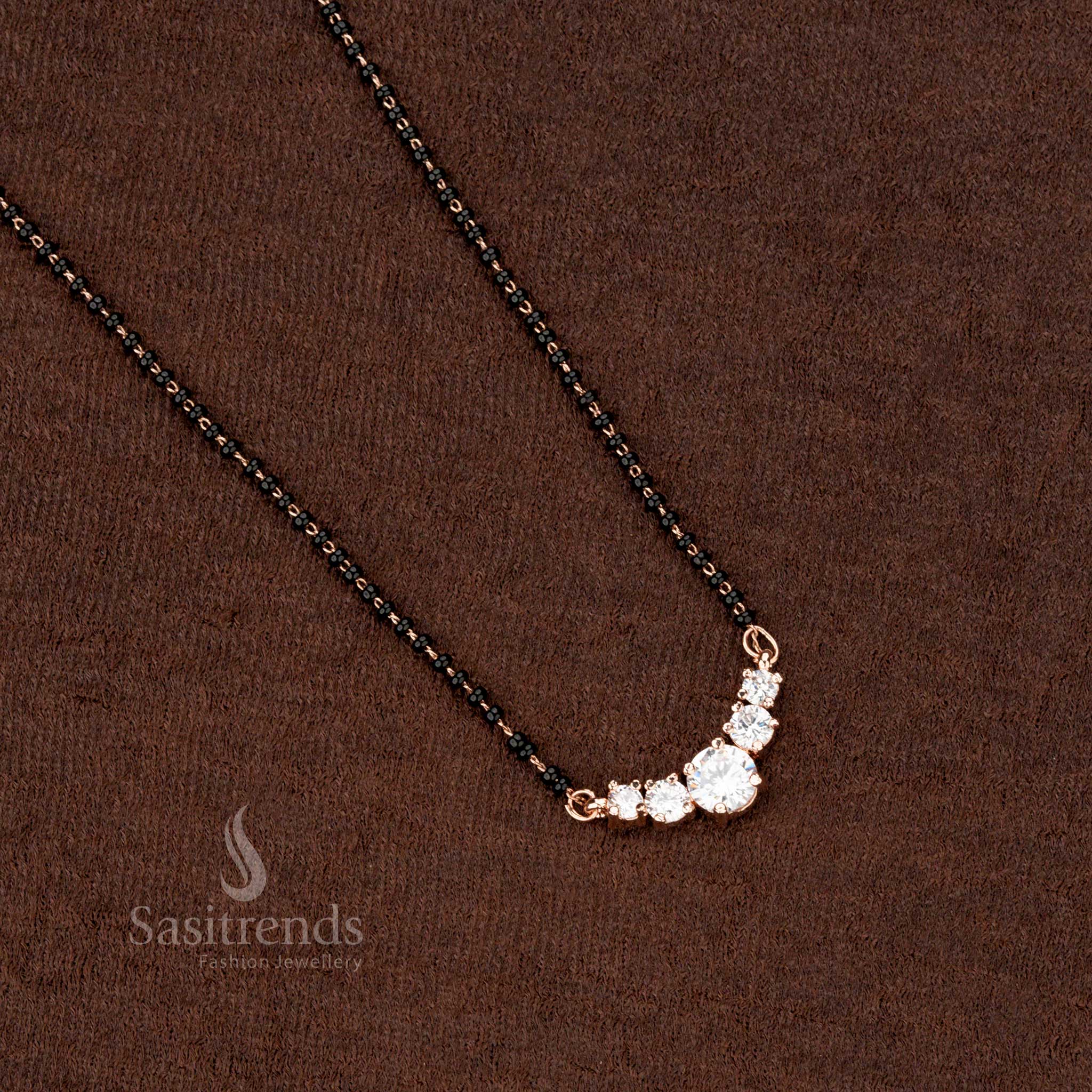 Elegant festive mangalsutra featuring a crescent-shaped AD pendant - Sasitrends