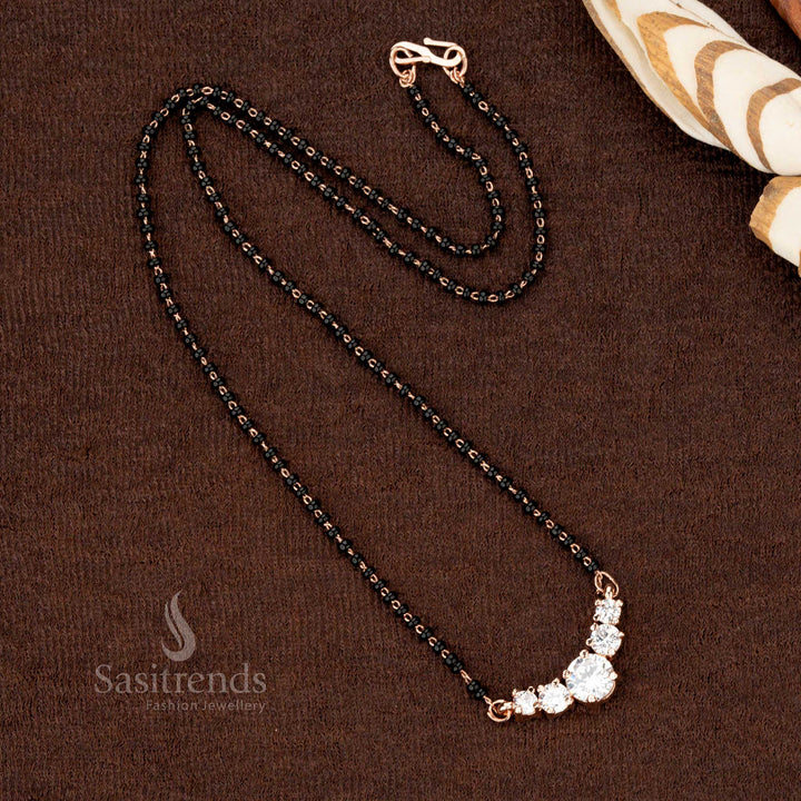 High-quality AD pendant mangalsutra with black beads design - Sasitrends