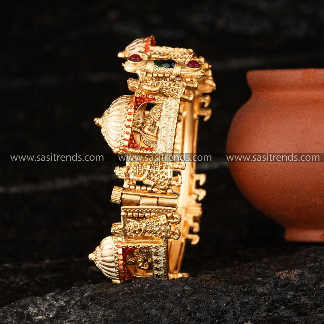 Latest Doli Baarat Meenakari Antique Gold Plated Kada Bangle Sasitrends Online