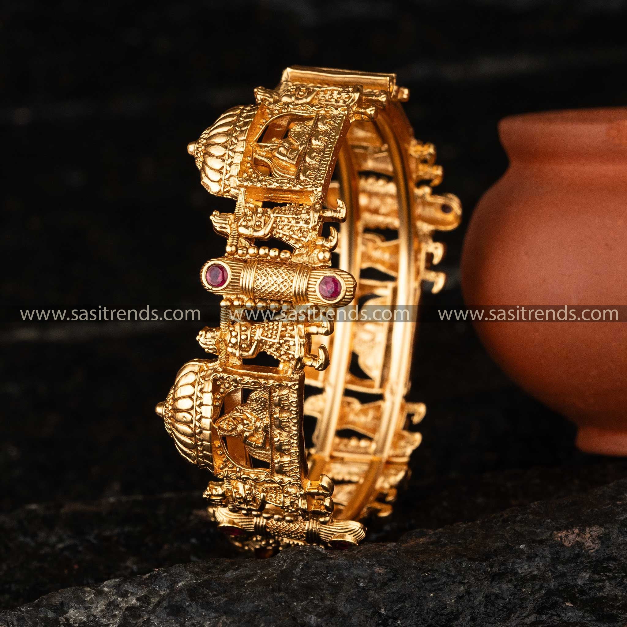 Ruby Bridal Doli Baarat Meenakari Antique Gold Plated Kada Bangle Sasitrends Online