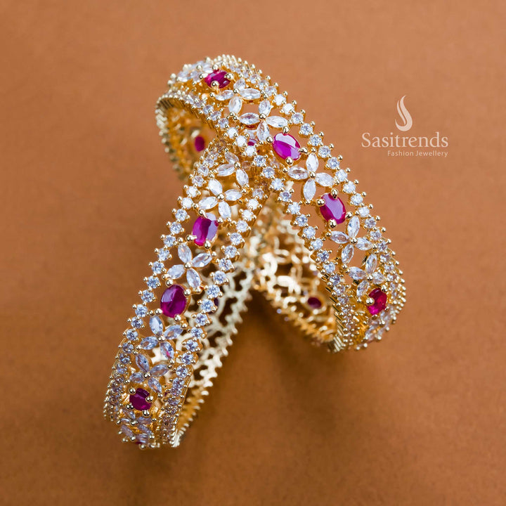 Exquisite Micro Gold Plated AD Bangles - Sasitrends