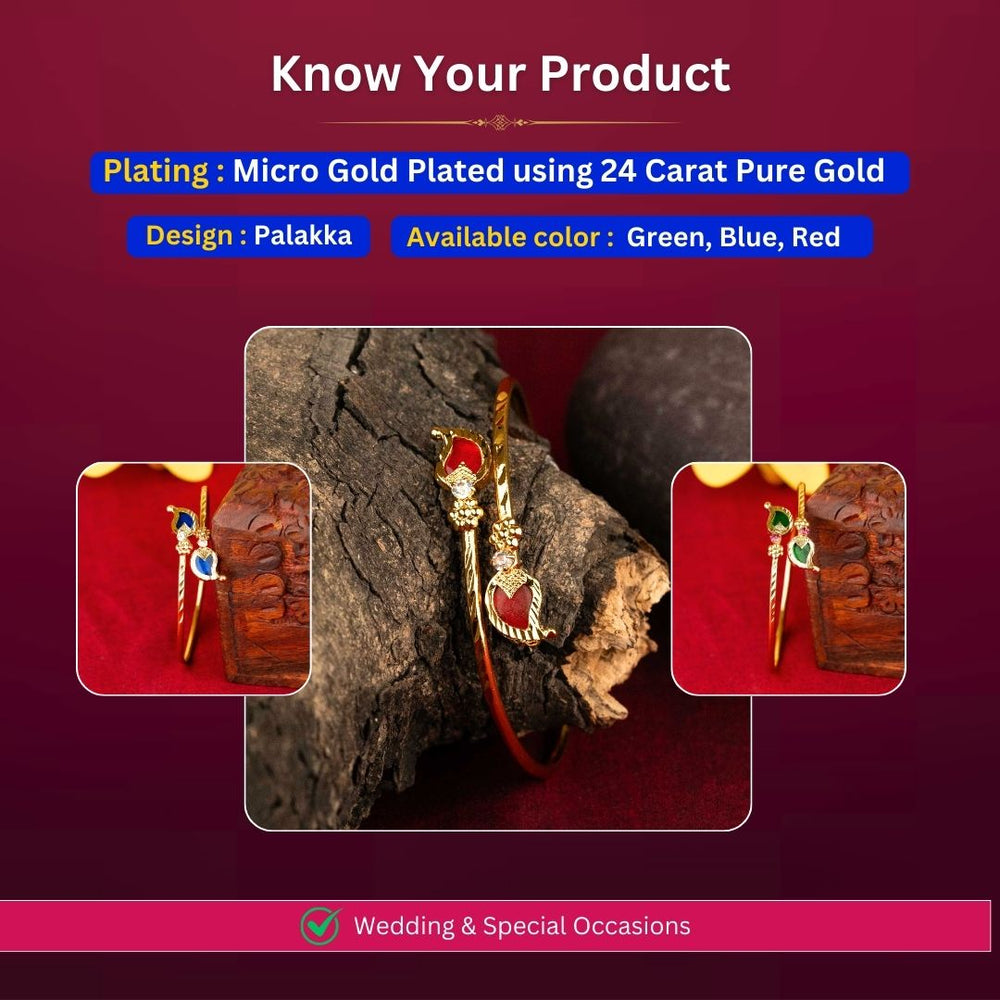 Micro gold plated palakka mango bangles measurement image - Sasitrends