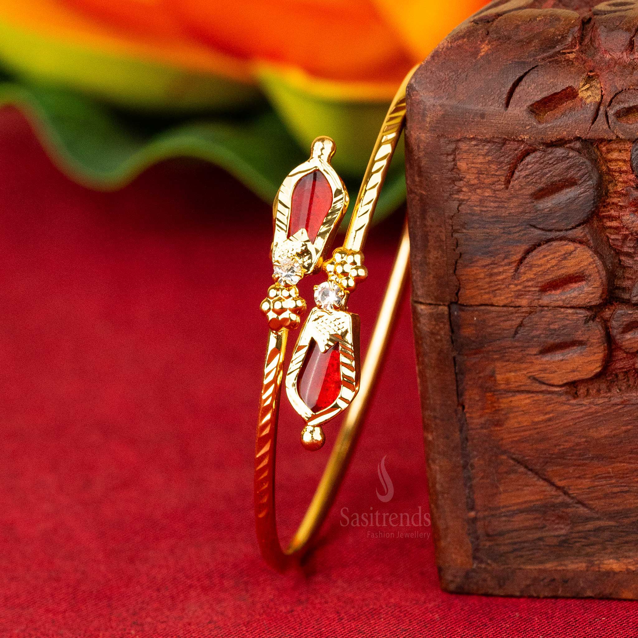 Traditional Micro Gold Plated Palakka Nagapadam Bracelet Bangles - Sasitrends - Sasitrends