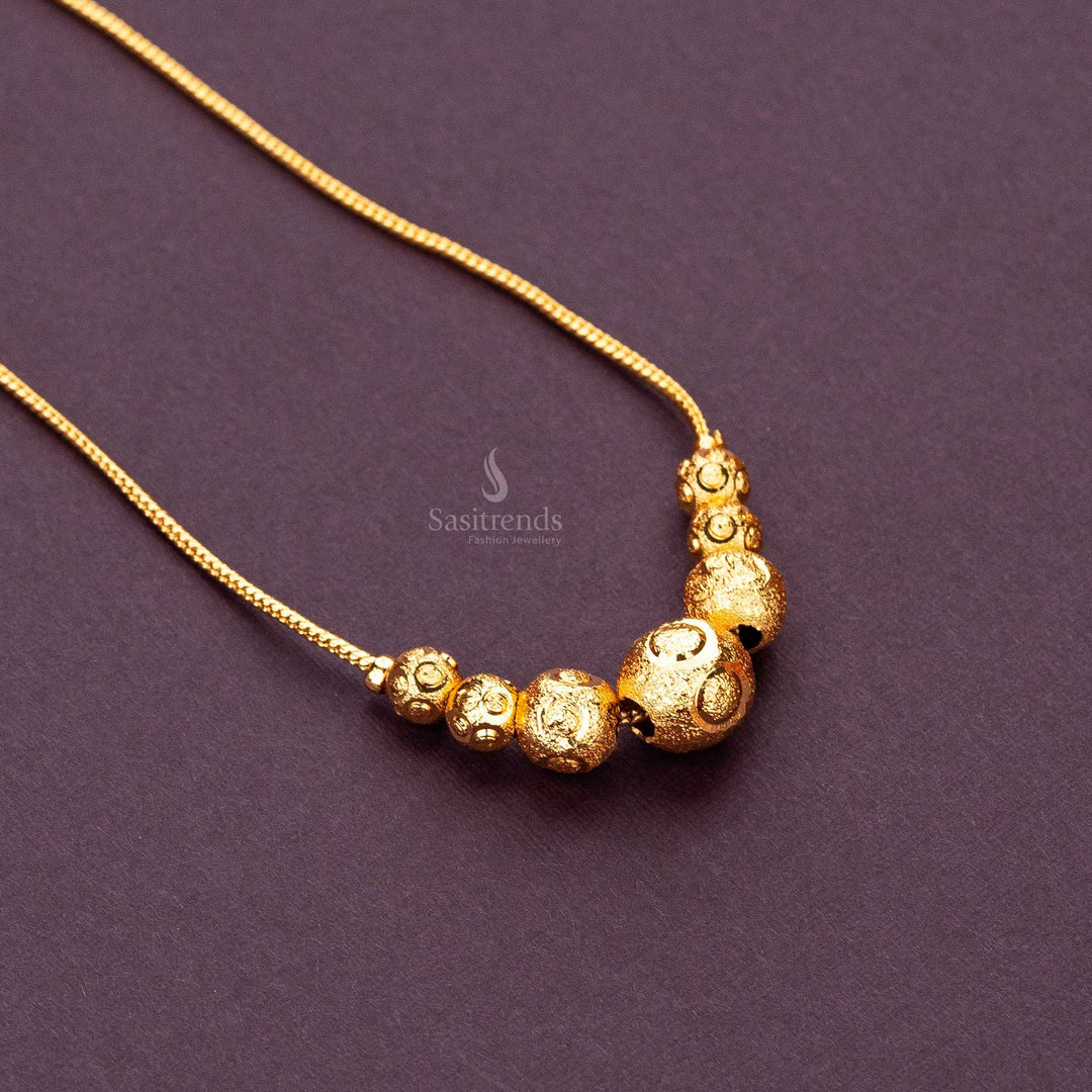 Guaranteed One Gram Micro Gold Plated Necklace with Textured Golden Balls - Sasitrends 