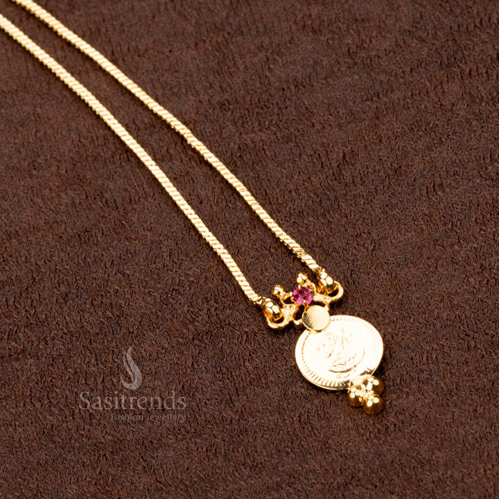 Exquisite Micro Gold Plated Lakshmi Coin Necklace with a delicate chain, perfect for traditional wear – Sasitrends