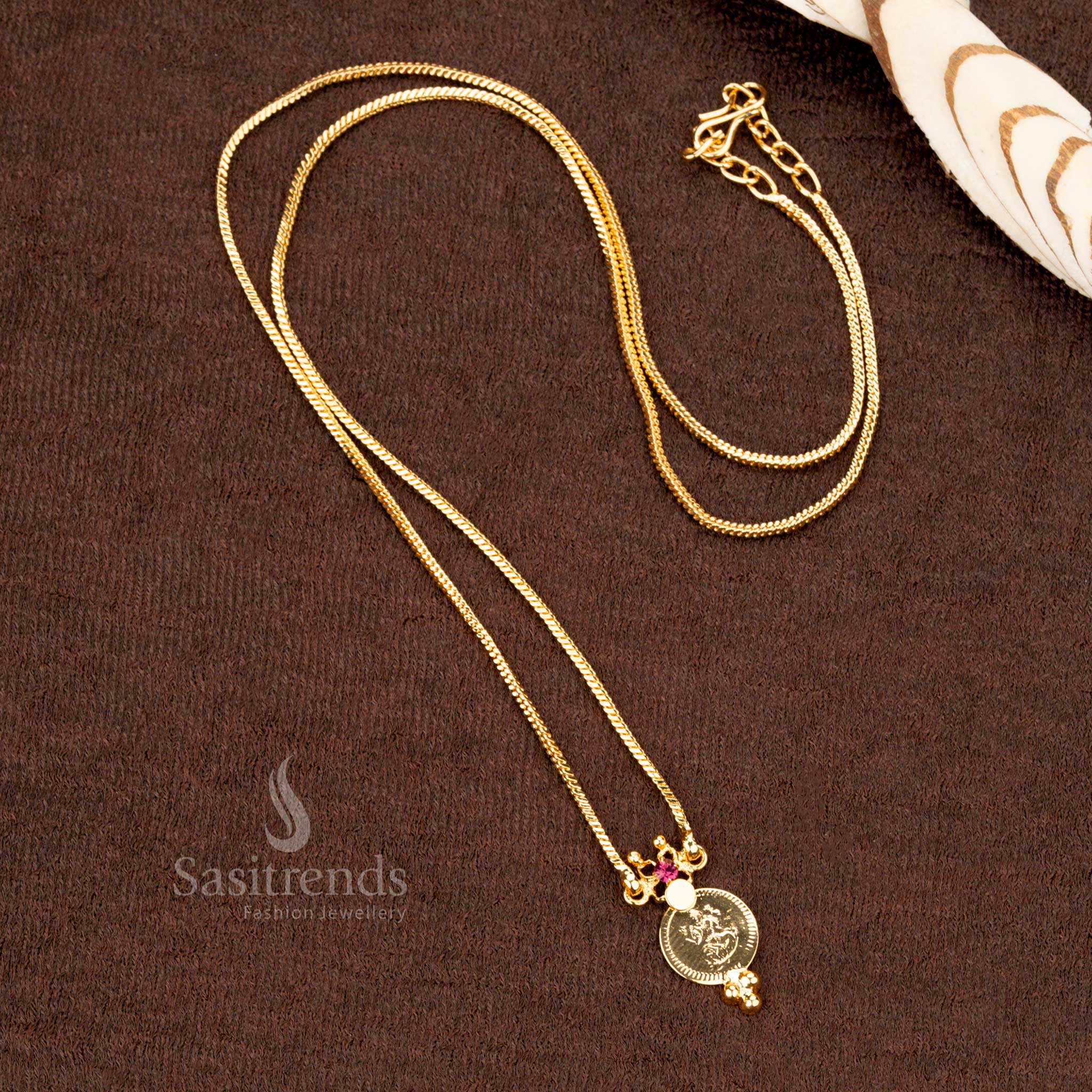 Lakshmi Coin One Gram Micro Gold Plated Necklace with a stunning design, perfect for festive and temple wear – Sasitrends