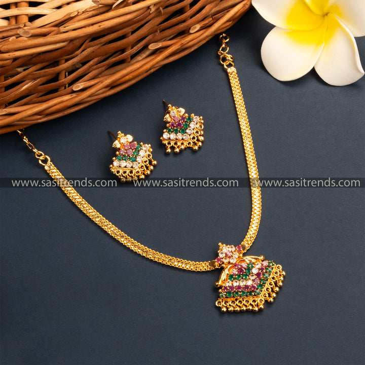 Latest Micro Gold Plated Floral Pendant Necklace Set with Guarantee – Traditional Elegance - Sasitrends