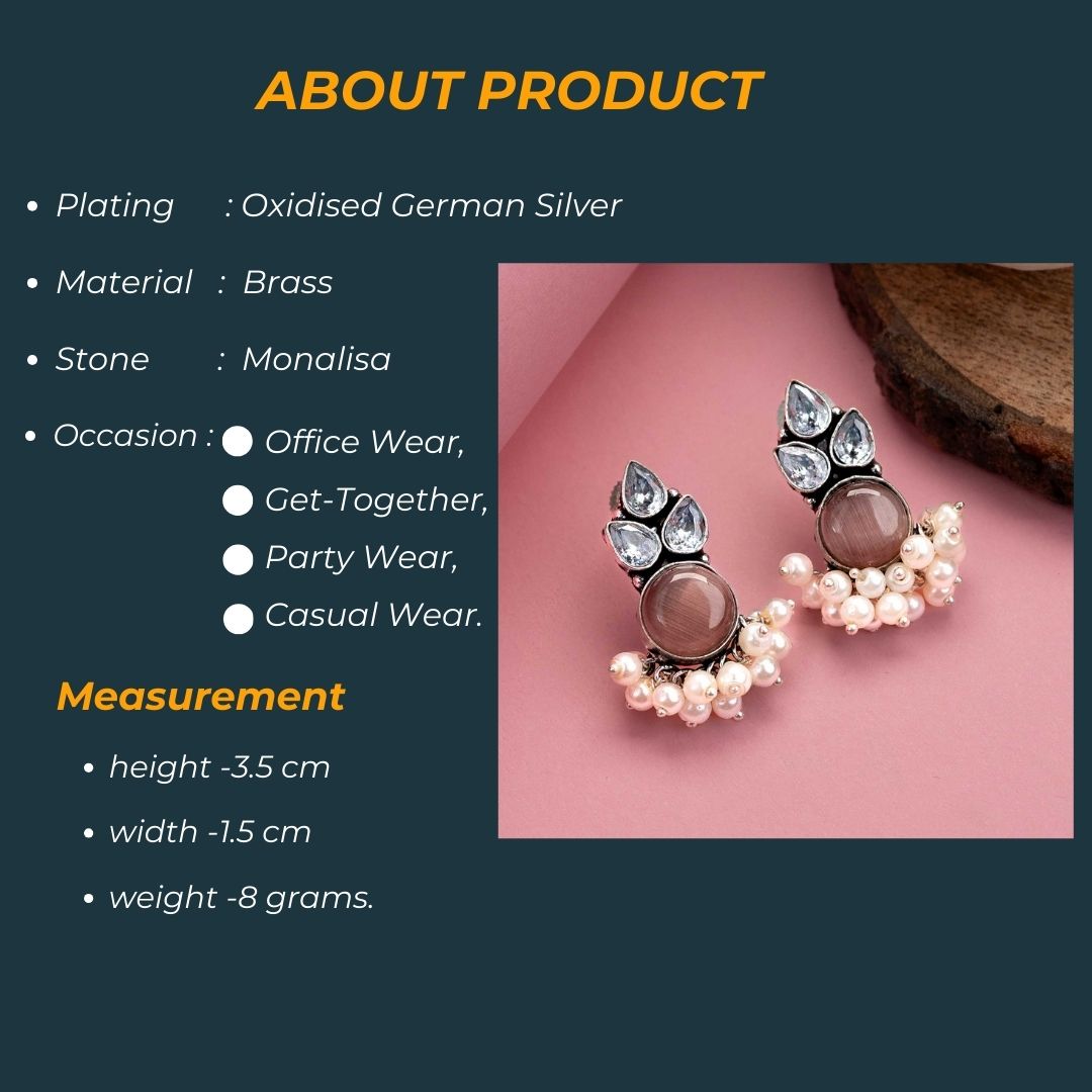 Latest Oxidised Round Designer Pearl Stud Earrings Sasitrends Online Shopping