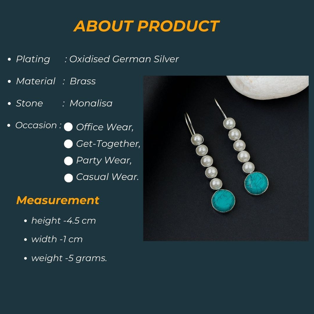 Latest Oxidised Round Designer Five Pearl Stud Earrings Sasitrends Online Shopping