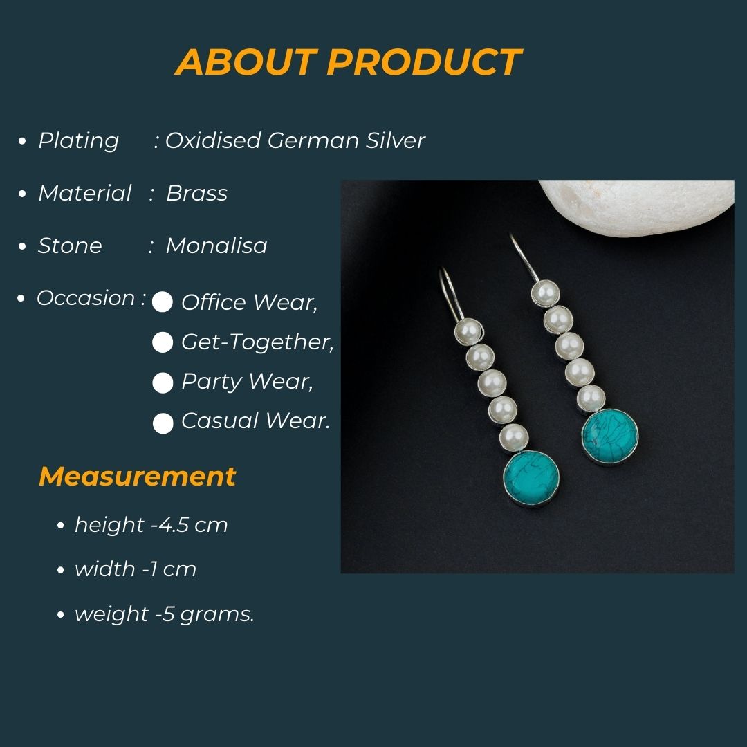 Latest Oxidised Round Designer Five Pearl Stud Earrings Sasitrends Online Shopping