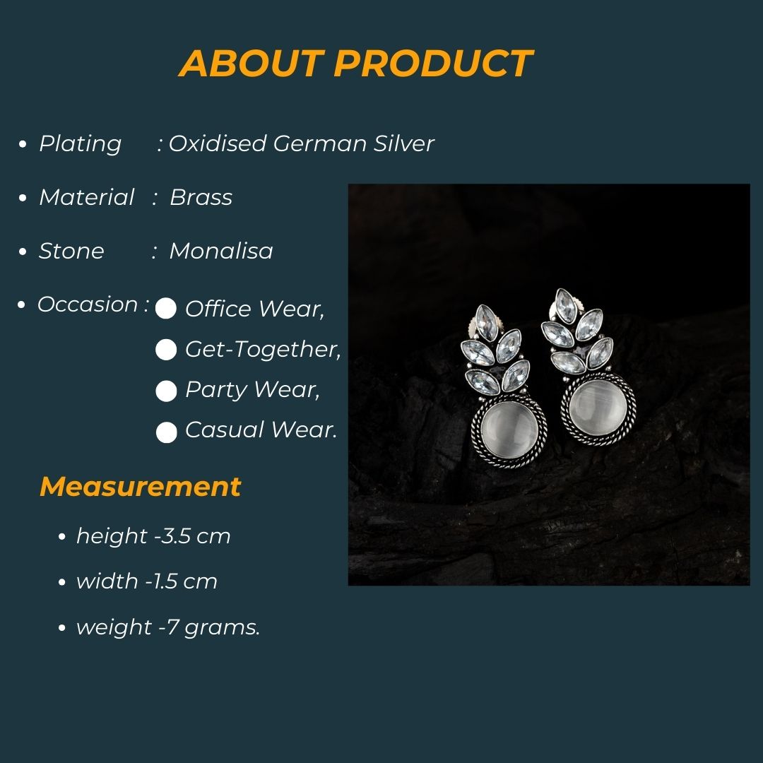 Latest Oxidised Round Designer Monalisa And AD Stone Stud Earrings Sasitrends Online Shopping