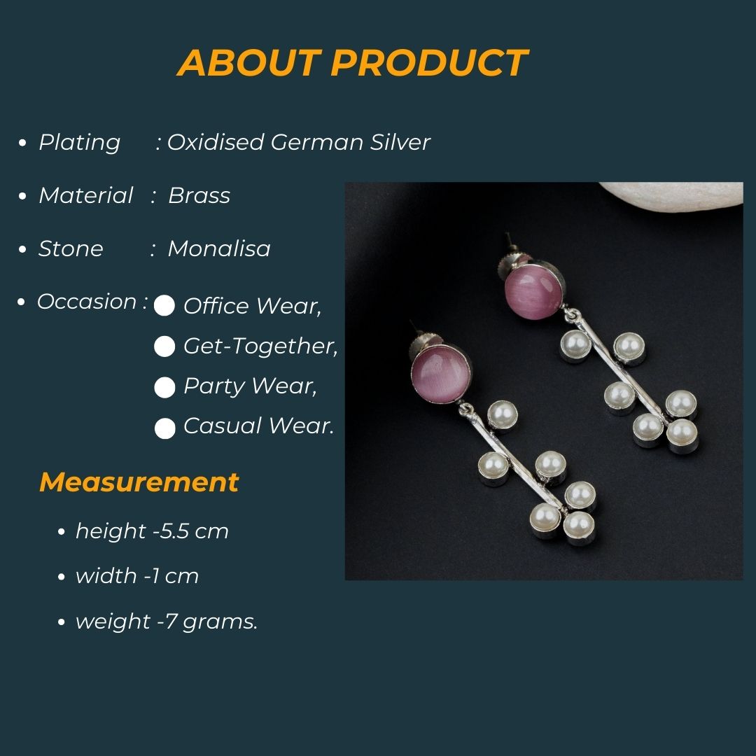 Latest Oxidised Round Designer Pearl Stud Earrings Sasitrends Online Shopping