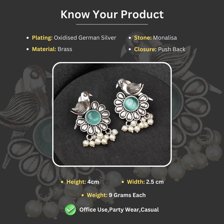 Oxidised Silver Earrings Measurement Image - Sasitrends
