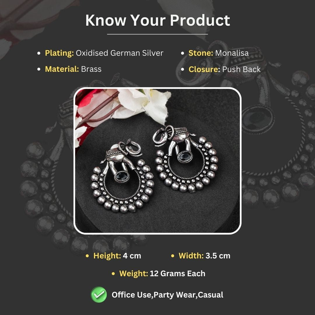 Oxidised Silver Earrings Measurement Image - Sasitrends





