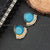 Sky Blue Gold Plated Pearl Hanging Monalisa Stone Studded Earrings
