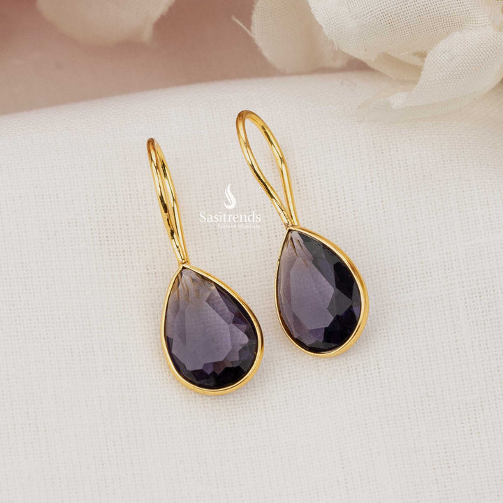 Aurora Gold Plated Purple Raindrop Earrings, Stylish Party Accessories