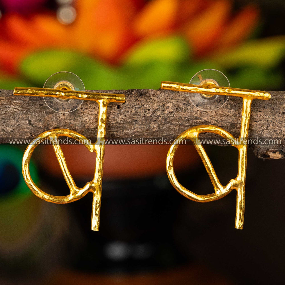 Gold Plated BA Hindi Alphabet Letter Designer Earrings Online Shopping