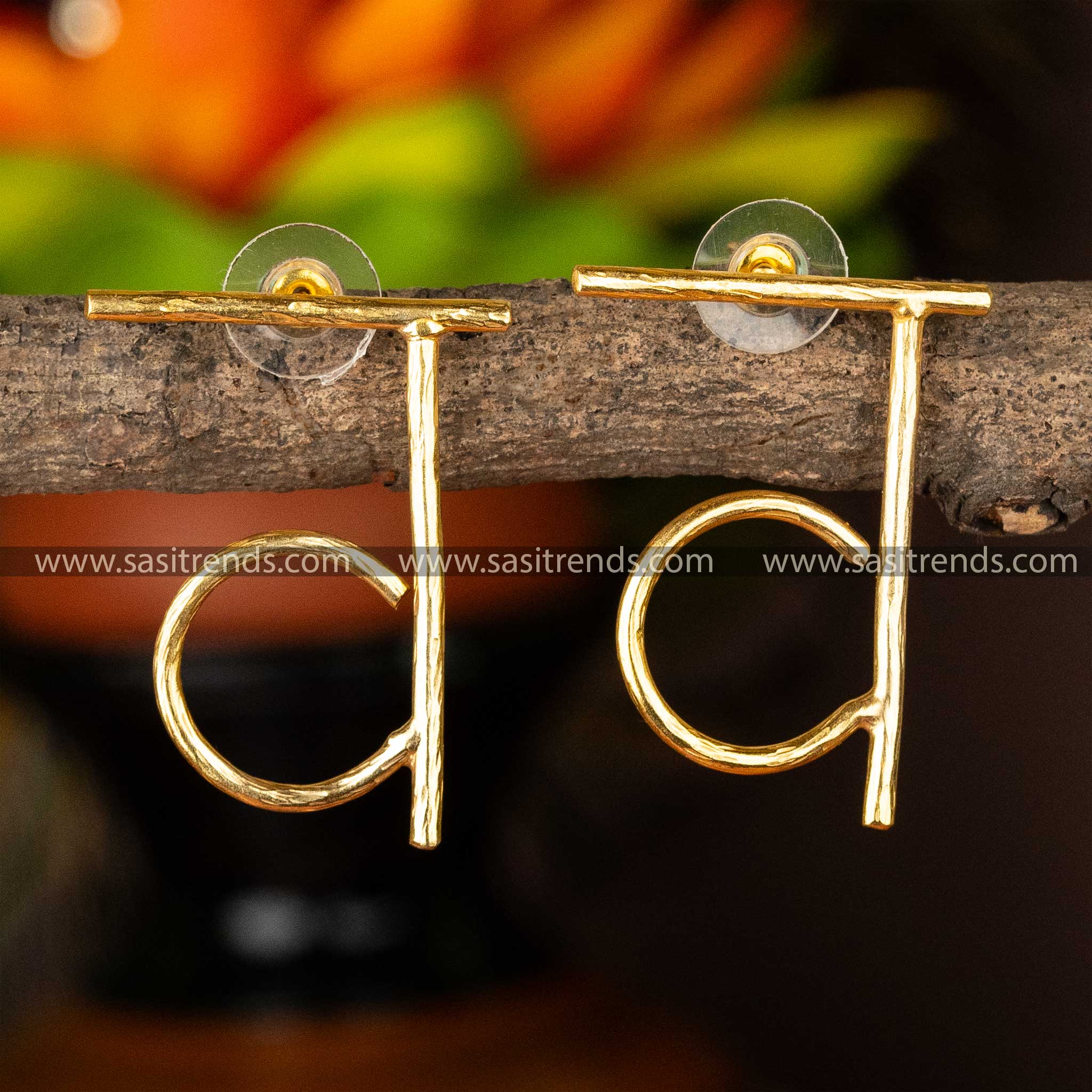 Latest Gold Plated VA Hindi Alphabet Letter Designer Earrings Online Shopping