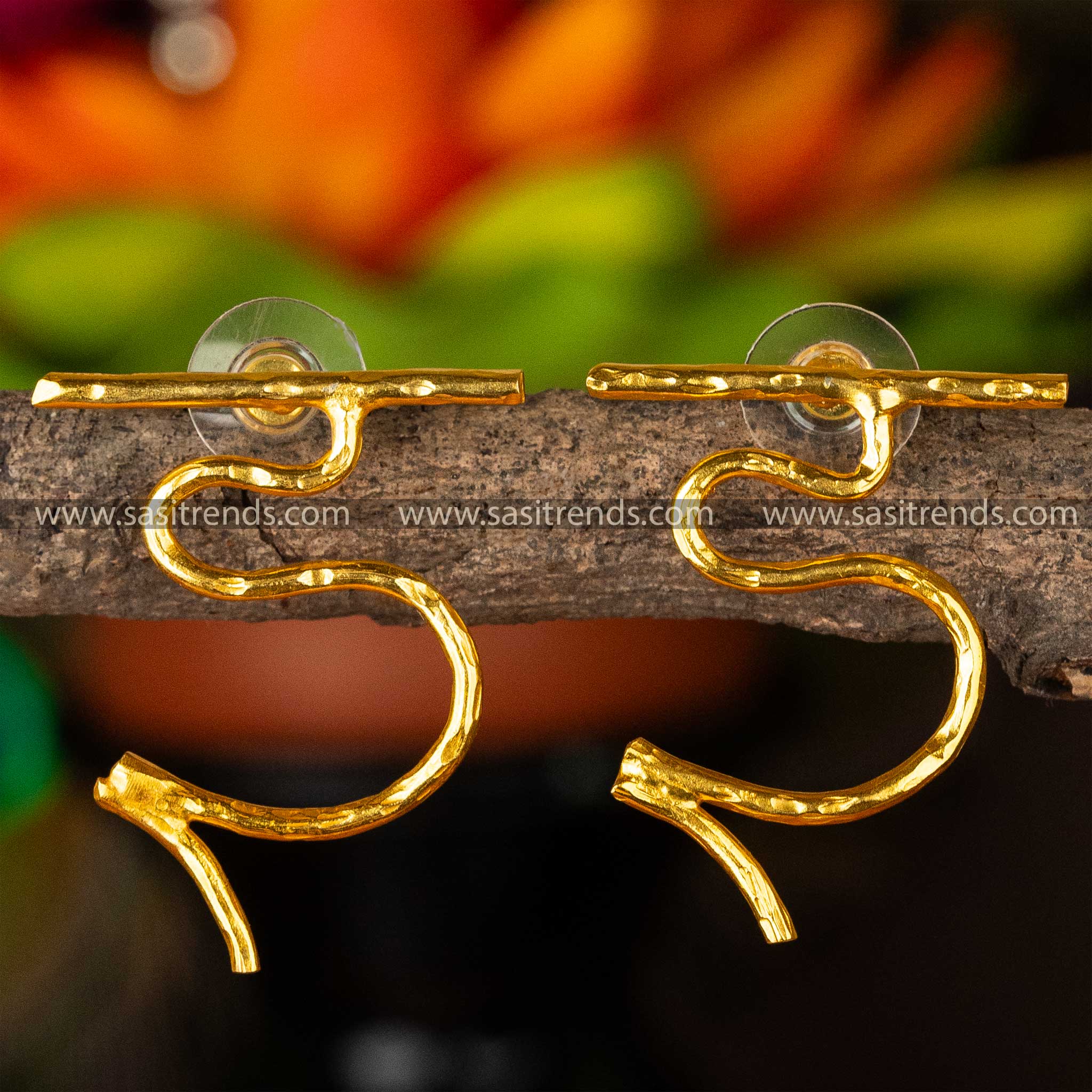 Trendy Gold Plated E Hindi Alphabet Letter Designer Earrings Online Shopping