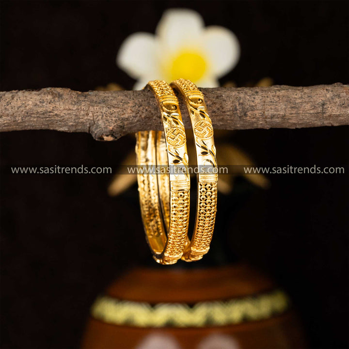 Stylish Gold Plated Forming Plain Bangles Look Alike Real Gold sasitrends Online Shopping