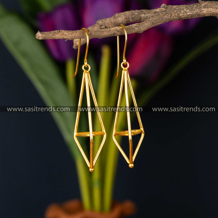 Elegant gold-plated geometric dangle earrings with a sleek design