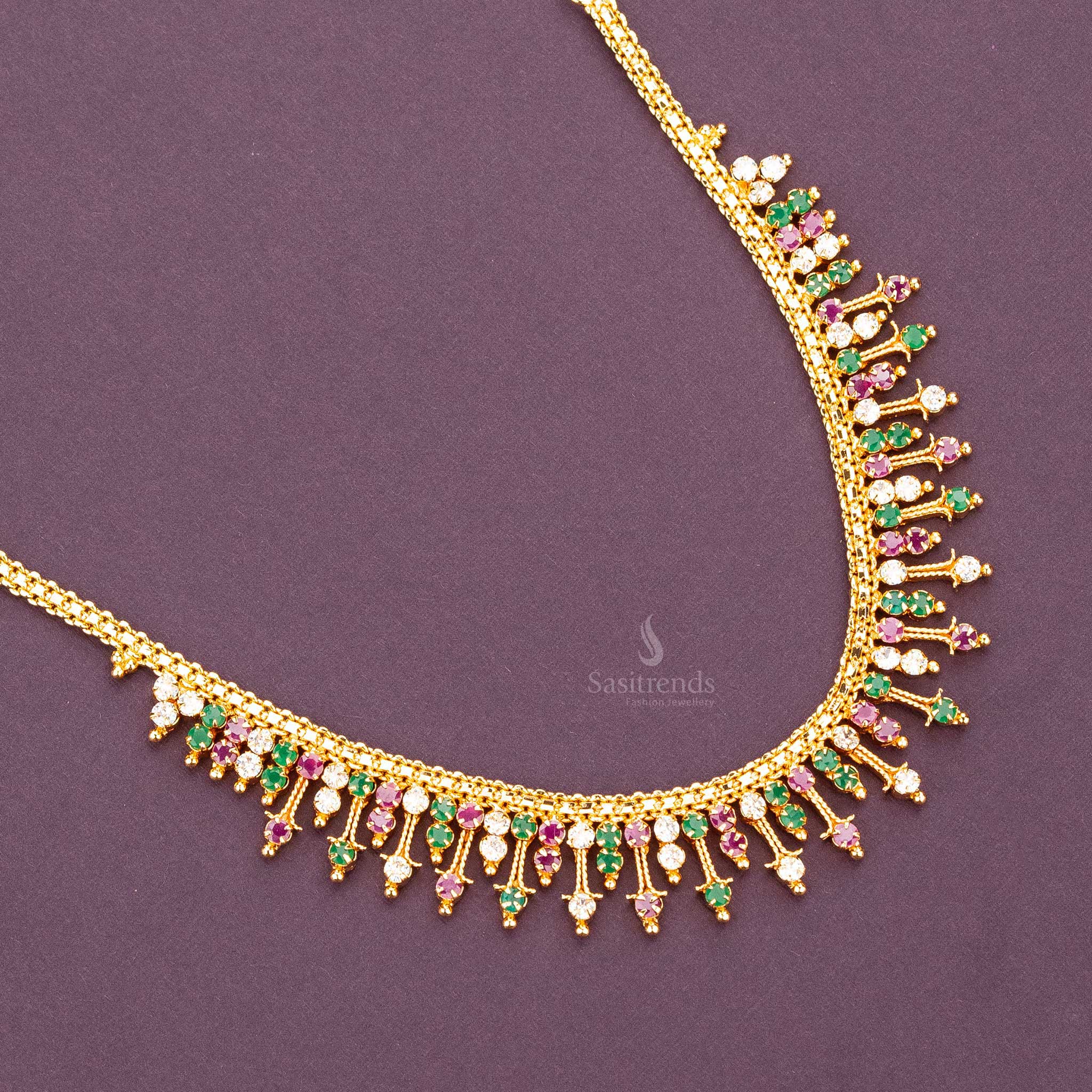 Festive multi-color stone necklace with micro gold plating sasitrends online